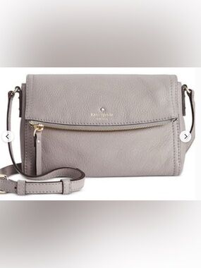 kate spade NY Pebbled Leather Crossbody in Light Taupe/Gray leather 10x6